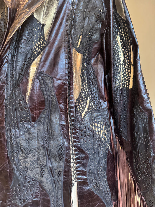 Call & Response, 90s mixed leather fringed jacket