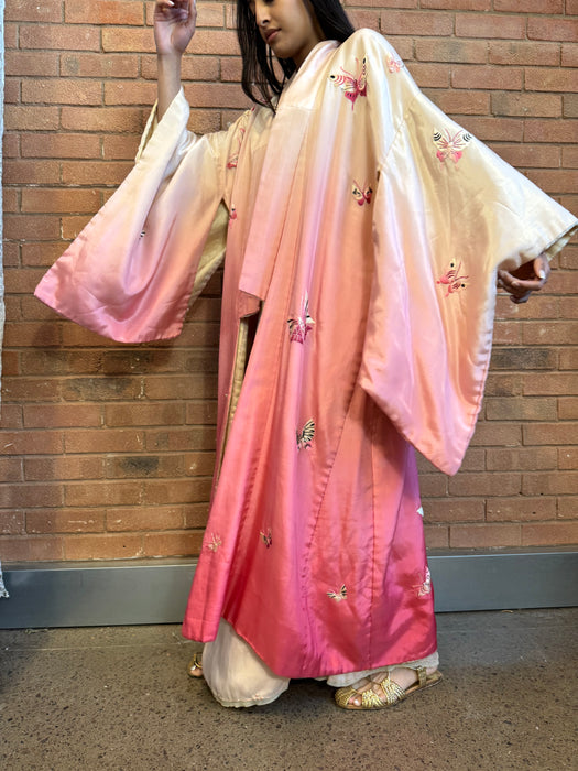 Mariposa, 40s silk ombré embroidered Japanese kimono