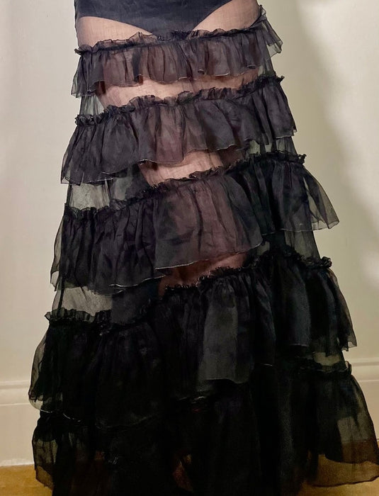 Zelda, 30s organza black tiered dress
