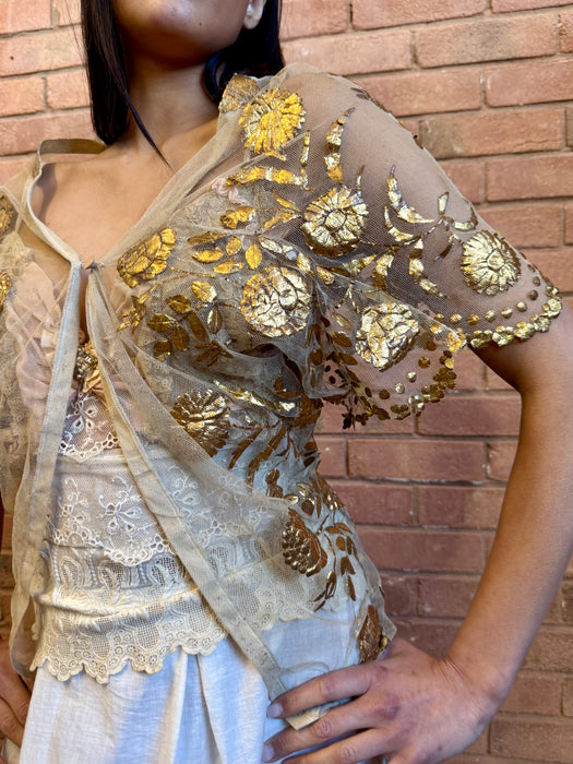 Esther, 20s net and gold floral bolero