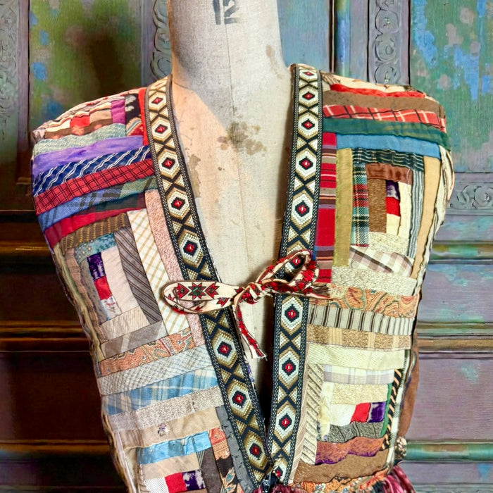 Ophelia, reworked sequins silk and patchwork dress