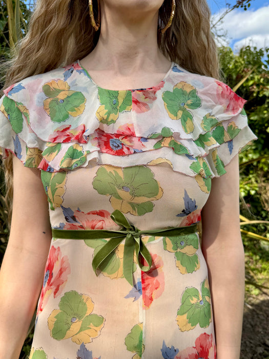 Gladis, 30s floral chiffon dress