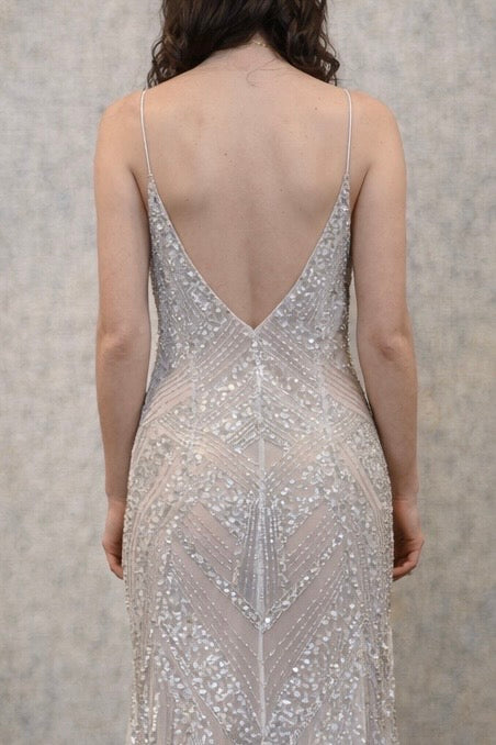 Tara, a 90s iridescent sequins and tulle dress.