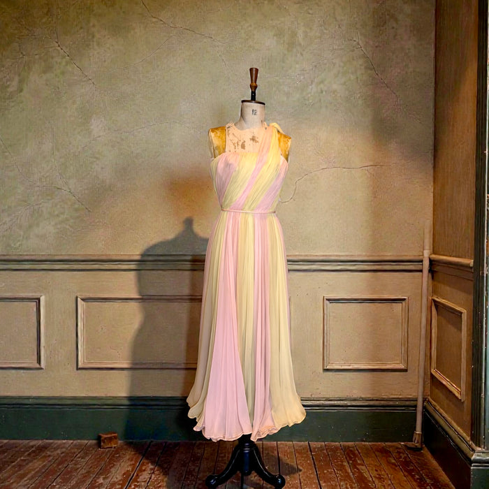 Catherine, 60s couture chiffon pleated dress
