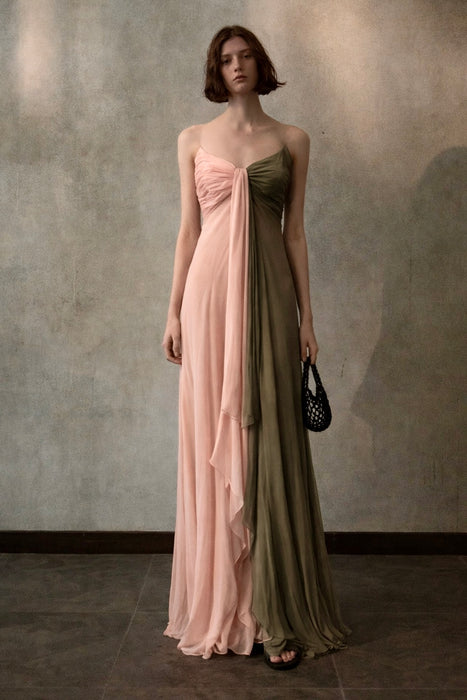 Bill Blass, 80s silk chiffon draped dress