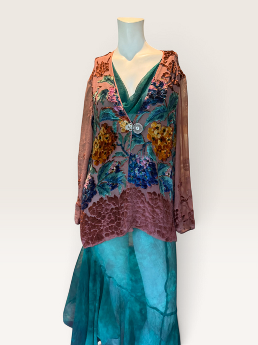 Oriana, 1930s silk devoré floral jacket