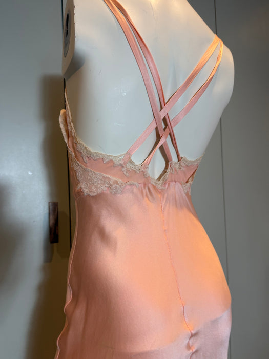 Didi, 30s pink silk and lace bias cut dress