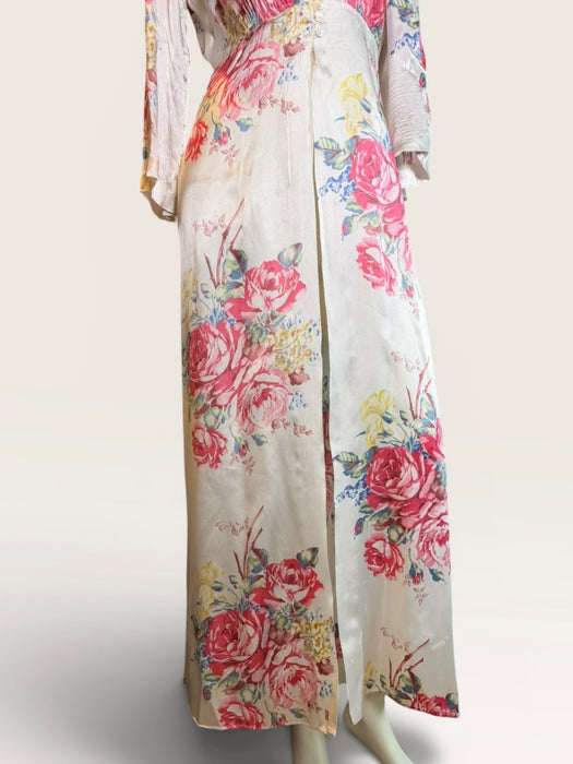 Hay, 1930s silk floral robe with front buttons