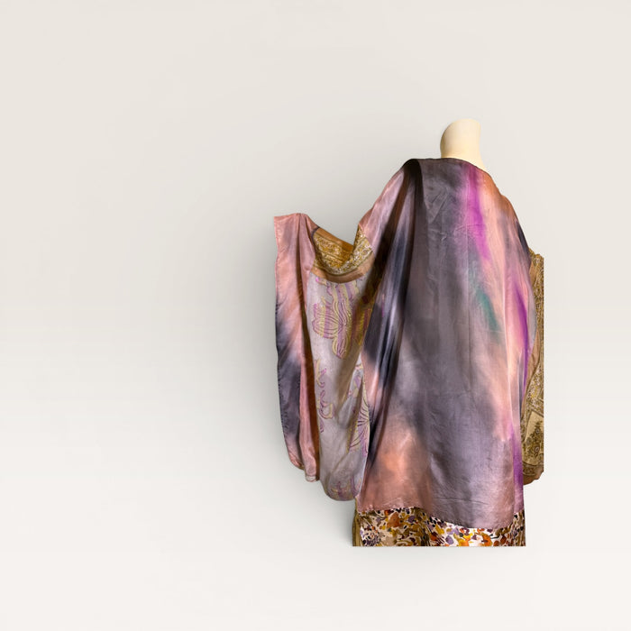 Claudia, reworked reversible vintage silk Kaftan with side leg slip