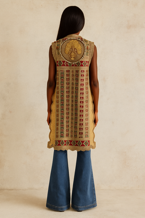 Talia, reworked 20s Greek needlepoint and Edwardian beaded appliqué