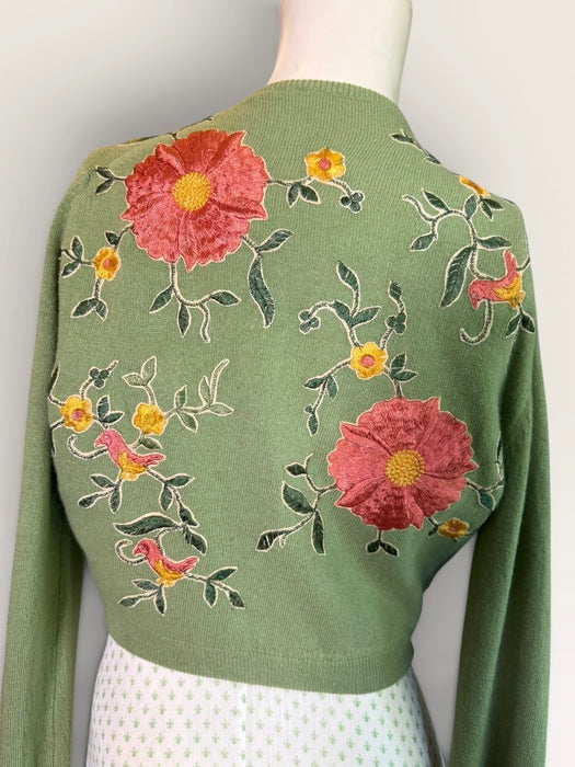 Helen Bond, 1950s cashmere floral cardigan