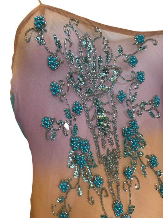 Calor, 90s hand dyed bias cut mermaid beaded dress