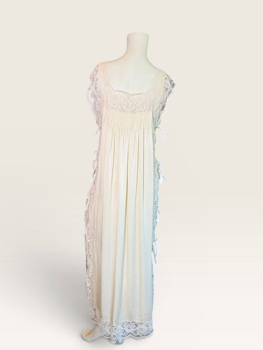 Beatrice, 1930s cream silk and lace side tie dress