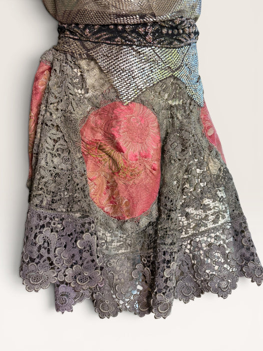 Troy, 30s Assuit reworked Assuit top and Edwardian metallic lace skirt
