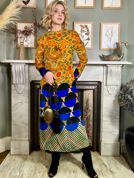 Dries Van Noten, velour Oriental print dress