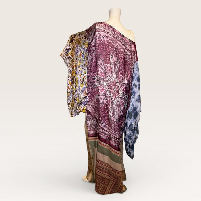 Mona, reworked reversible silk patchwork kaftan