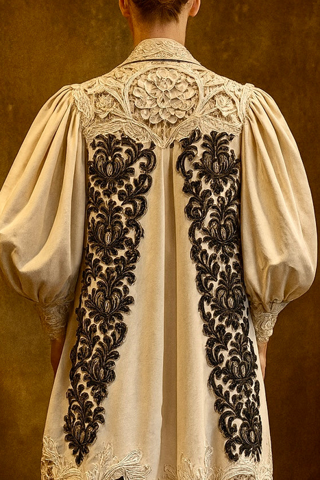Ark, Victorian Museum worthy cream wool coat with balloon sleeves