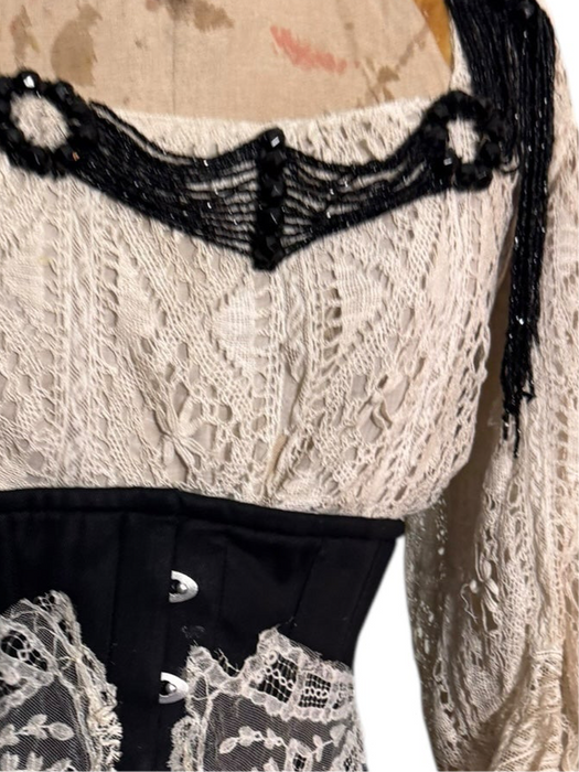 Astor, reworked Victorian corseted beaded blouse
