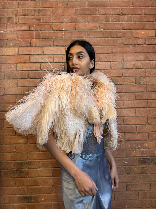 Aida, 30s light peach ostrich feather cape