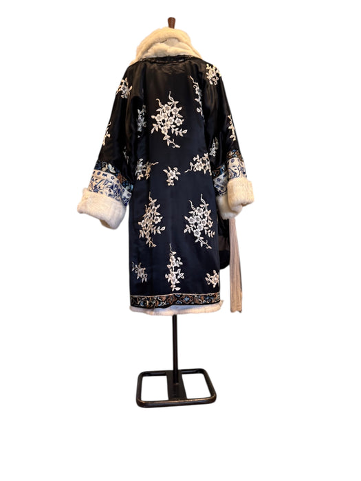 Omnia, 30s silk embroidered reversible fur coat