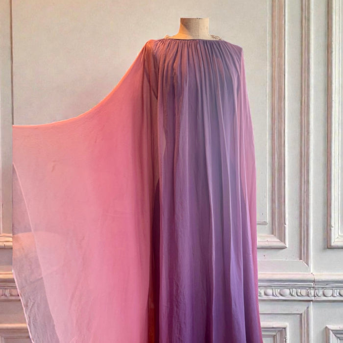 Yuki, for Rembrandt, 70s chiffon ombré antique pink dress