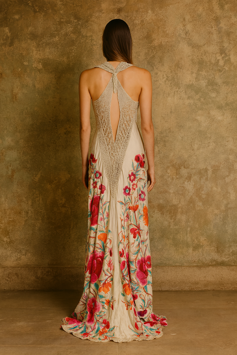Maude, reworked 40s floral canton shawl dress