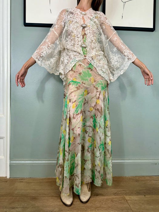 Yoni, hand made 30s cream lace cover up