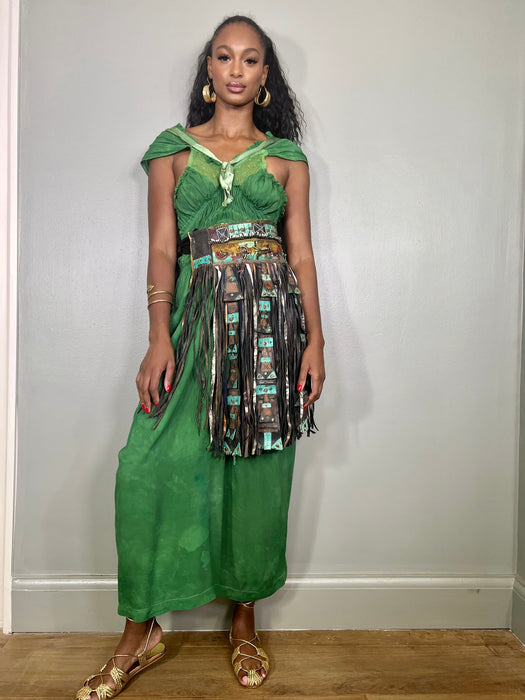 Esmeralda, 30s dress hand dyed in emerald green