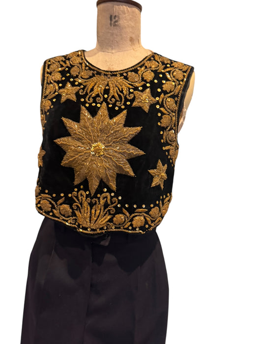 Stevie, 30s velvet and beaded gold top