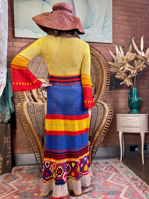 Jodie, 70s crochet long dress
