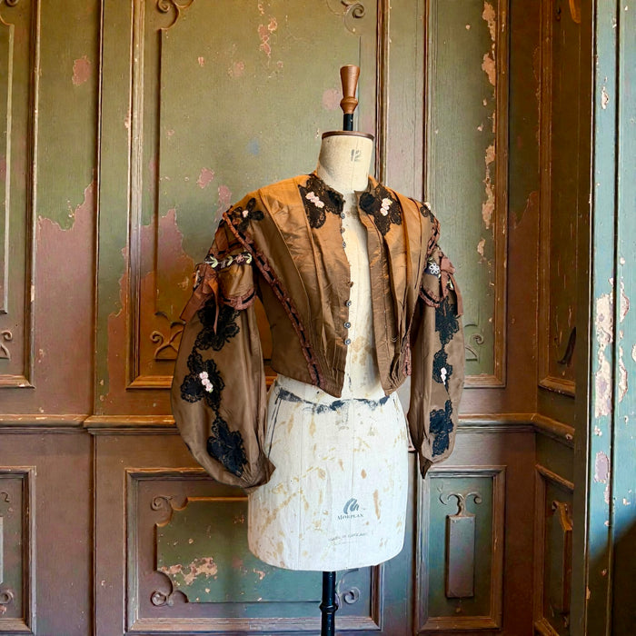 Tilly, repurposed Victorian silk and lace jacket