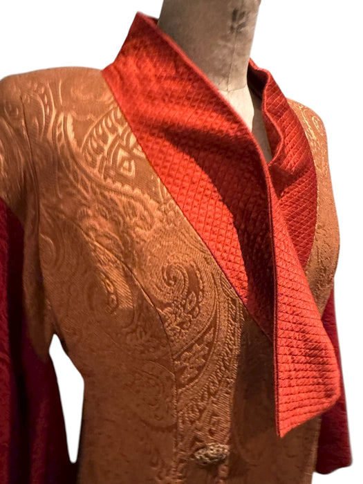 Sabrina, 30s silk brocade coat with long kimono style sleeves