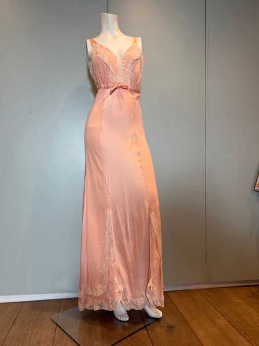 Didi, 30s pink silk and lace bias cut dress
