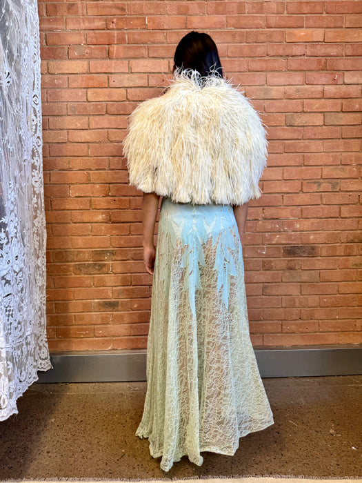 Marnie, 20s cream feather cape