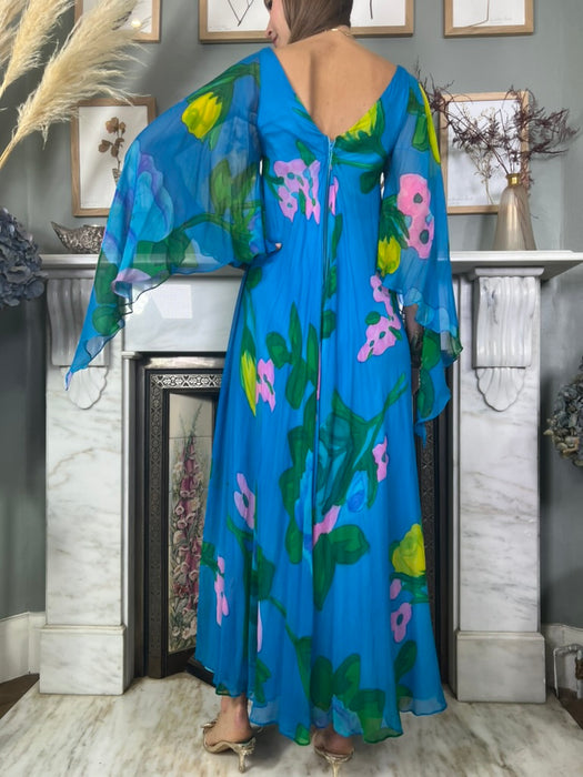 Clara, 70s hand painted chiffon dress