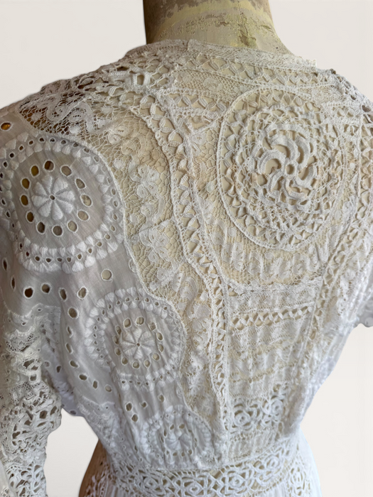Adina, Edwardian white lace and eyelet long dress