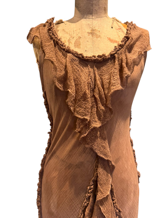 Anita, hand dyed vintage fishtail ombré muslin tiered dress