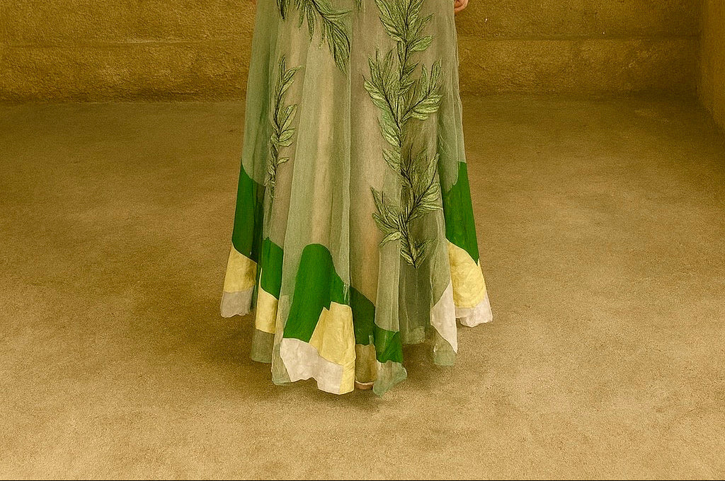 Borgia, reworked 30s silk net and leaf embroidered dress