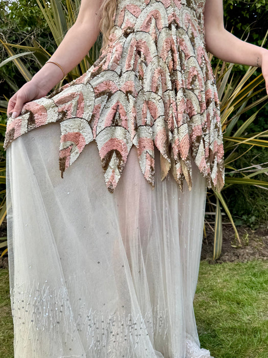 Khaite, 20s reworked 20s sequis and tulle dress