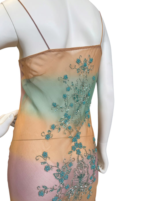 Calor, 90s hand dyed bias cut mermaid beaded dress