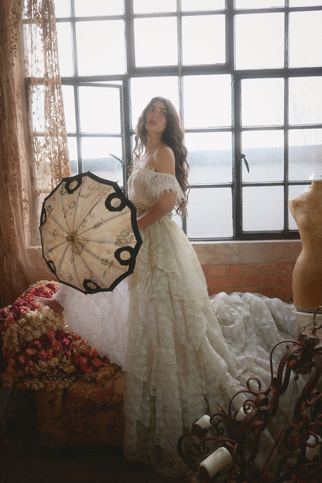 Glaze, Victorian reworked cotton and lace tiered dress