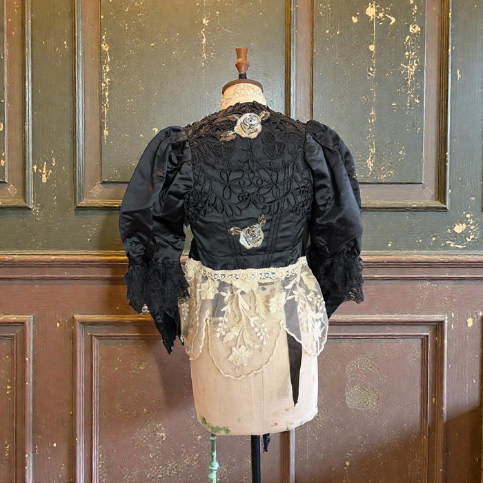 Jolene, embellished Victorian silk and lace button sleeve jacket