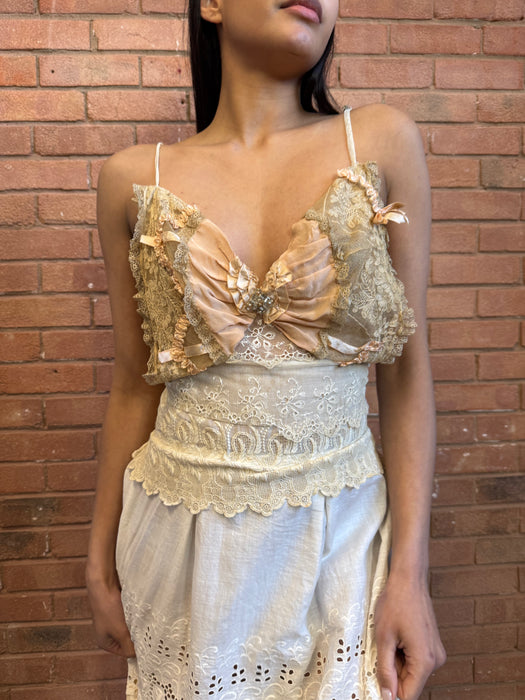 Heather, reworked tiered 40s lace dress