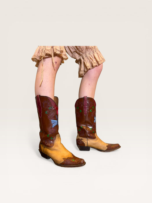 Marfa, original 70s tooled hand painted cowboy boots