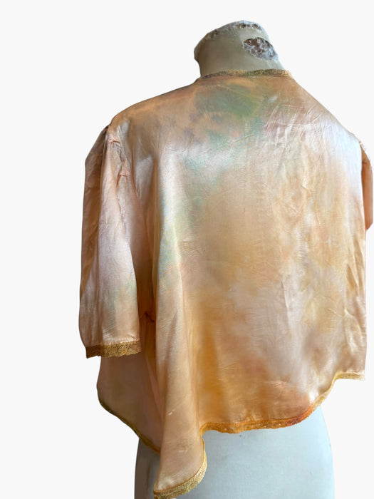 Kaz, 30s hand dyed silk and lace rainbow bolero with necktie