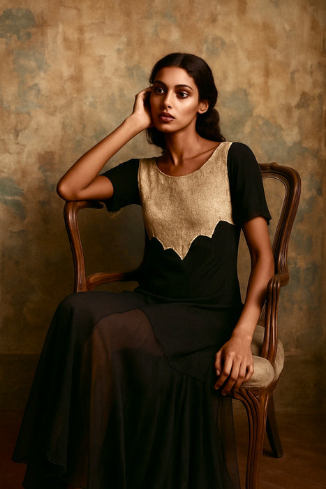 Bonnie, 30s lace and black chiffon dress