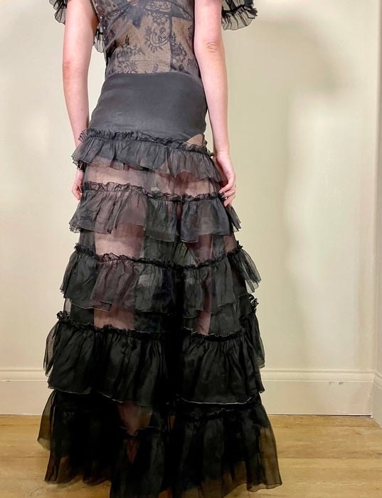 Zelda, 30s organza black tiered dress