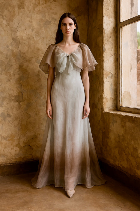 Seraphine, 30s organza dip dyed dress and cape