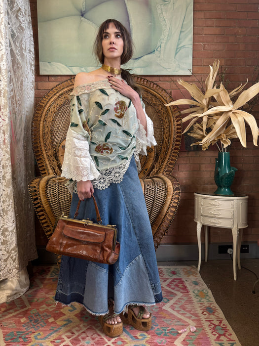 Goldie, 20s floral devoré and lace top