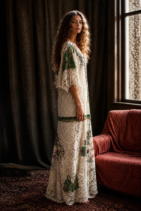 Salita, reworked 1930s French tea-dyed embroidered and beaded dress